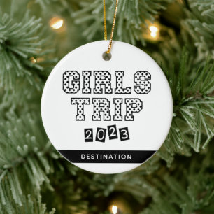 Girls Trip 2023 Girls Weekend Vacation Custom Ceramic Ornament