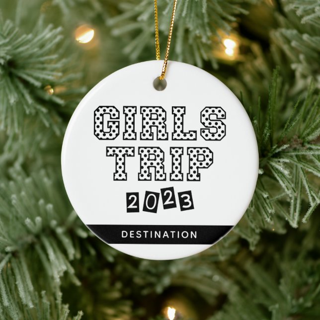 Girls Trip 2023 Girls Weekend Vacation Custom Ceramic Ornament (Tree)