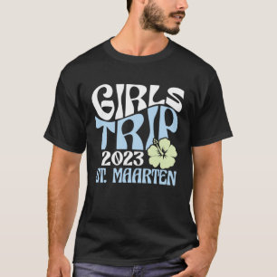 Girls Trip 2023 St Maarten Beach Destination Retro T-Shirt