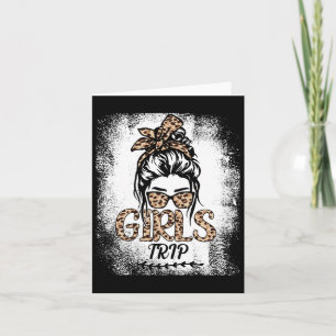 Girls Trip 2025 Messy Bun Leopard Best Friend Matc Card