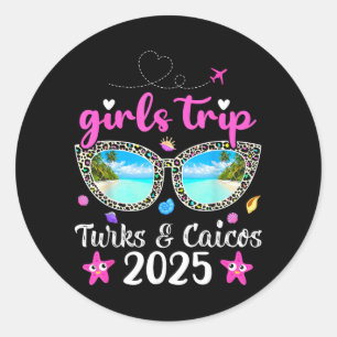 Girls Trip 2025 Summer Sunglass Turks Caicos Beach Classic Round Sticker