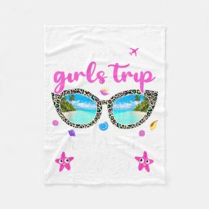 Girls Trip 2025 Summer Sunglass Turks Caicos Beach Fleece Blanket