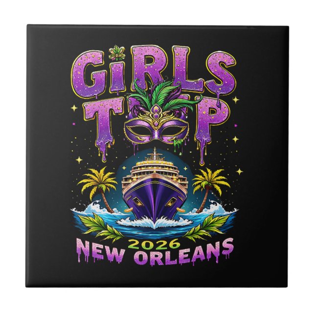 Girls Trip 2026 New Orleans Ceramic Tile (Front)