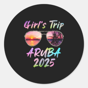 Girls Trip Aru 2025 Summer Vacation Sungl Holiday Classic Round Sticker
