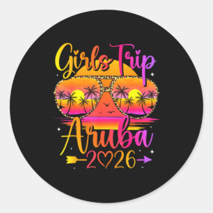 Girls trip aruba 2026 tropical matching summer classic round sticker
