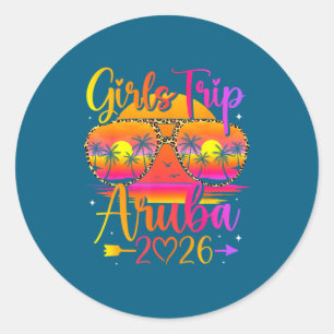 Girls trip aruba 2026 tropical matching summer classic round sticker