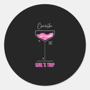 Girls Trip Beach Drink Charleston South Carolina Classic Round Sticker