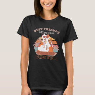 Girl's trip Best Friends and Bad Ideas Cat Sunset T-Shirt