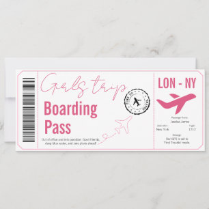 Girls Trip Boarding Pass Surprise Airline Ticket Invitation