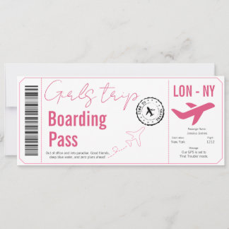 Girls Trip Boarding Pass Surprise Airline Ticket Invitation