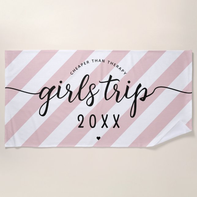 Girls Trip Cheaper Than Therapy Custom Vacation Beach Towel (Front)