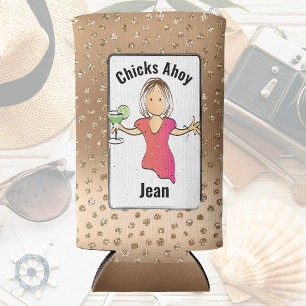 Girls Trip Funny Saying Glam Fun Female Cartoon  Seltzer Can Cooler