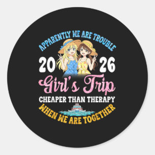 Girls Trip Hilarious Friends Fun Boat Ocean Travel Classic Round Sticker
