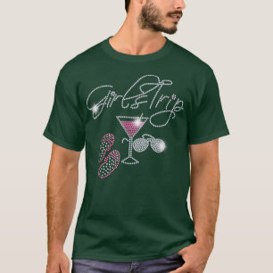Girls Trip Martini Flip Flops Rhinestone Bling Mum T-Shirt
