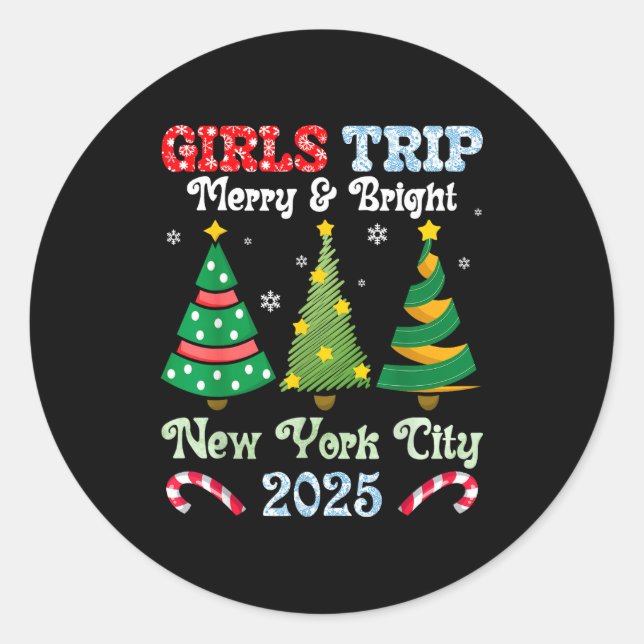 Girls Trip Merry And Bright Xmas New York City Vac Classic Round Sticker (Front)
