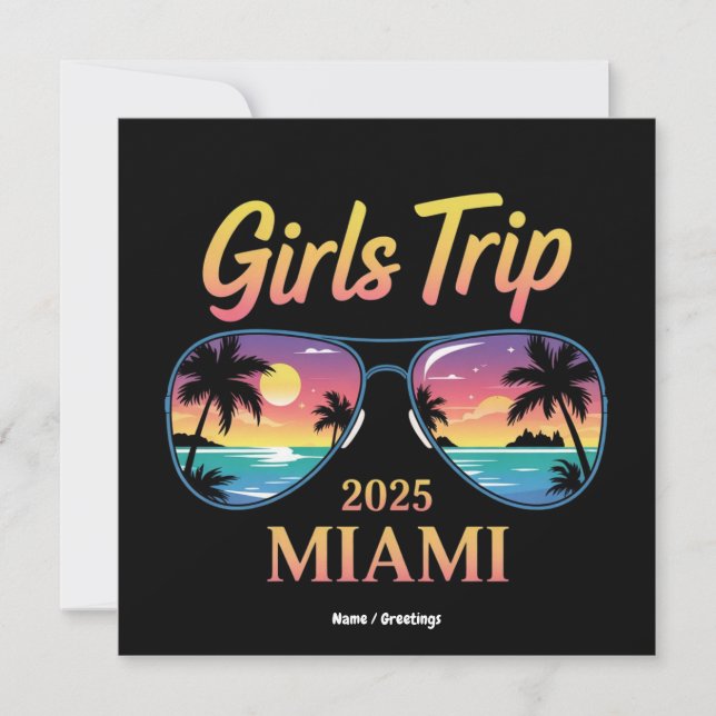  Girls Trip Miami 2025 Unforgettable Women Weekend Invitation (Front)