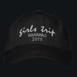 Girls Trip Modern Script Typography Personalised Embroidered Hat<br><div class="desc">Girls Trip Modern Script Typography Personalised Custom Embroidered Baseball Cap features the simple modern embroidered text "Girls Trip" with your personalised location and date or year. Perfect for your next girls trip. Created by Evco Studio www.zazzle.com/store/evcostudio</div>