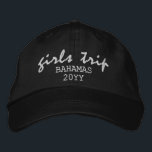 Girls Trip Modern Script Typography Personalised Embroidered Hat<br><div class="desc">Girls Trip Modern Script Typography Personalised Custom Embroidered Baseball Cap features the simple modern embroidered text "Girls Trip" with your personalised location and date or year. Perfect for your next girls trip. Created by Evco Studio www.zazzle.com/store/evcostudio</div>