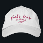 Girls Trip Modern Script Typography Personalised Embroidered Hat<br><div class="desc">Girls Trip Modern Script Typography Personalised Custom Embroidered Baseball Cap features the simple modern embroidered text "Girls Trip" with your personalised location and date or year. Perfect for your next girls trip. Created by Evco Studio www.zazzle.com/store/evcostudio</div>