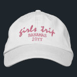 Girls Trip Modern Script Typography Personalised Embroidered Hat<br><div class="desc">Girls Trip Modern Script Typography Personalised Custom Embroidered Baseball Cap features the simple modern embroidered text "Girls Trip" with your personalised location and date or year. Perfect for your next girls trip. Created by Evco Studio www.zazzle.com/store/evcostudio</div>