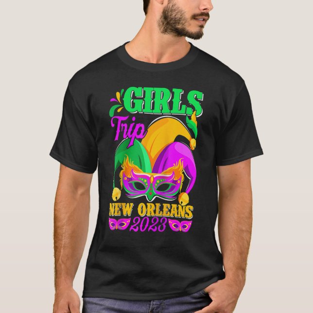 Girls Trip New Orleans 2023 Funny Jester Mask Mard T-Shirt (Front)