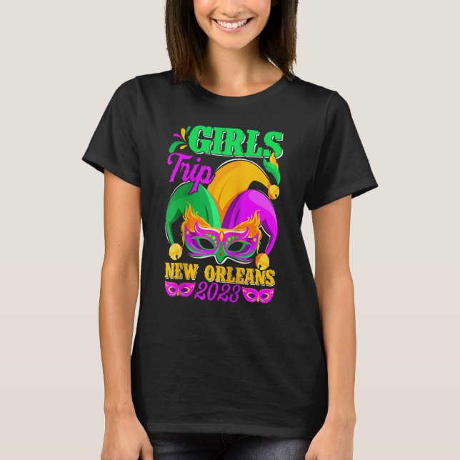 Girls Trip New Orleans 2023 Funny Jester Mask Mard T-Shirt (Front)