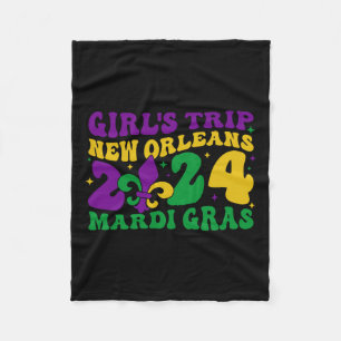 Girl's Trip New Orleans 2024 Mardi Gras Apparel Fleece Blanket