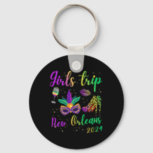 Girls Trip New Orleans 2024 Mardi Gras Mask Beads  Key Ring