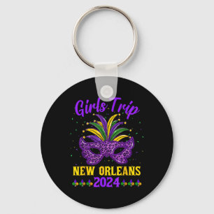 Girls Trip New Orleans 2024 Mardi Gras Mask Friend Key Ring