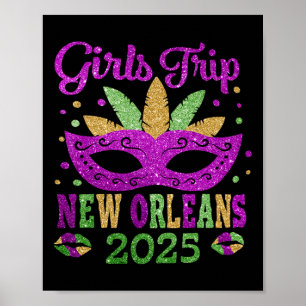Girls Trip New Orleans 2025 Mardi Gras Mask Beads Poster