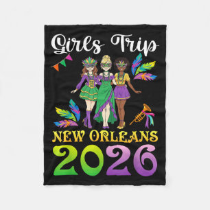 Girls Trip New Orleans 2026 Mardi Gras Day Squad T Fleece Blanket