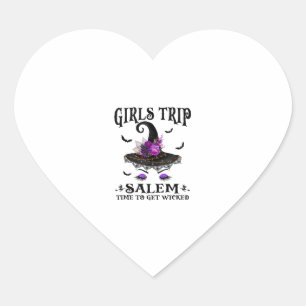 Girls Trip Salem Time To Get Wicked Halloween Vint Heart Sticker