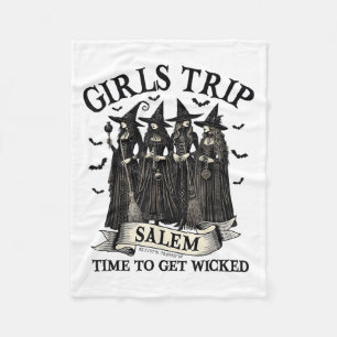 Girls Trip Salem Witch Halloween Salem Machusetts Fleece Blanket
