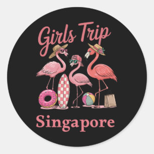 Girls Trip Singapore Vacation Travel Classic Round Sticker
