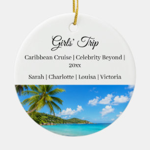Girls Trip Vacation Travel Photo Ceramic Ornament