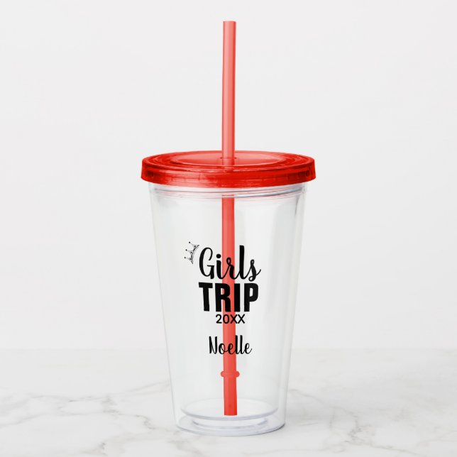 Girls Trip with Crown & Year Acrylic Tumbler (Front)