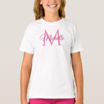 Girls Tshirts Monogram Name White And Pink Trendy<br><div class="desc">Girls Personalised Monogram Name White And Pink Template Elegant Trendy Girls' T-Shirt.</div>