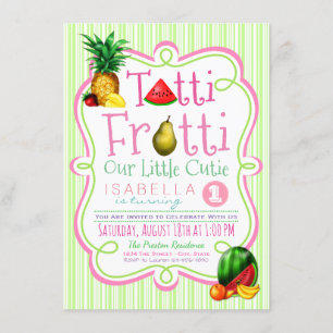 Girls Tutti Frutti Birthday Party Invitation