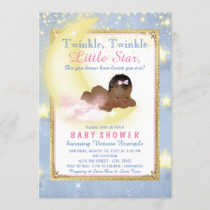 Girls Twinkle Twinkle Little Star Baby Shower Invitation