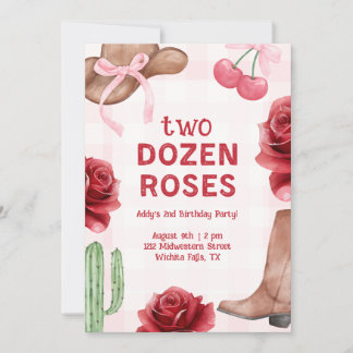 Girl's Two Dozen Roses Western Birthday Invitation
