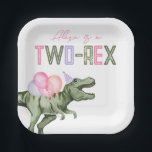 Girl's Two-Rex Party Paper Plates<br><div class="desc">Dinosaur Party Plates

Ready to be personalised by you!</div>