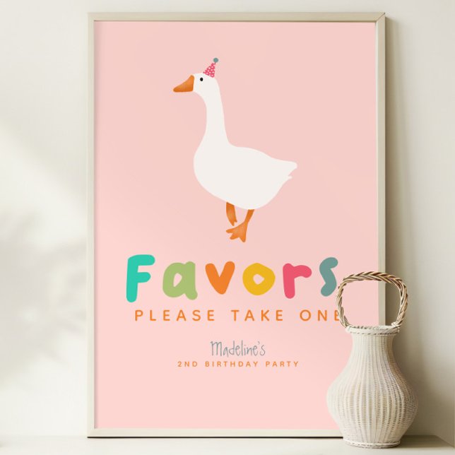 Girls Two Silly Goose 2nd Birthday Favours Poster (Creator Uploaded)
