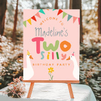 Girls Two Silly Goose 2nd Birthday Welcome Sign