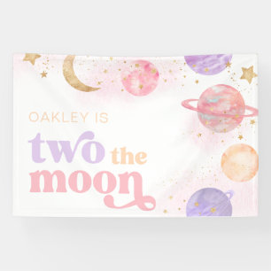 Girl's Two the Moon Space Party Banner