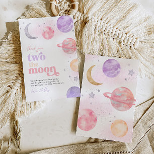 Girl's Two the Moon Thank You Cards