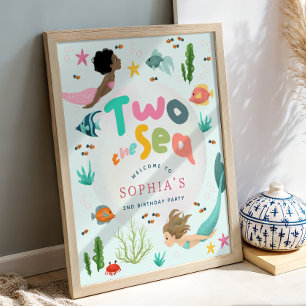 Girls Two the Sea Mermaid Splash Welcome Sign