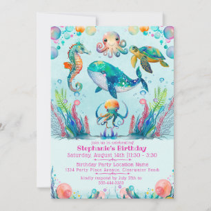 Girl's under the Sea Birthday invitation