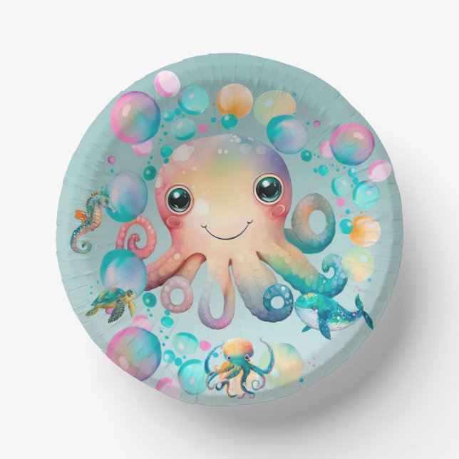 Girl's Under the Sea Birthday Party Supplies Paper Plate (Front)