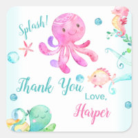 Girls Under The Sea Birthday Thank You Sticker