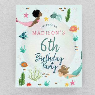 Girls Under the Sea Mermaid Birthday Welcome Sign